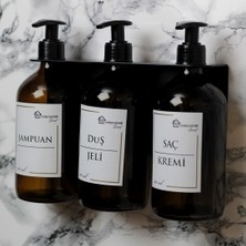Hobi Demir Sanat 3'Lü Set 500ml Amber, Şampuan, Saç Kremi, Duş Jeli Etiketli Şişe