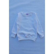 The Wert Unisex Beyaz Basic Içi Polarlı Örme Kalın Sweatshirt