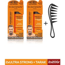 Fontenay Saç Şekillendirici Pudra Toz Wax Ultra Strong Turuncu 20GR X2 + Şekil Tarağı 3'lü Set