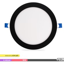 Ack 18W Sıva Altı Yuvarlak LED Panel Armatür Siyah Gövde 3000K Gün Işığı