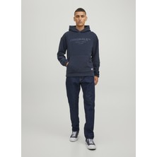 Jack & Jones Kapüşon Yaka Koyu Lacivert Erkek Sweatshirt 12216573_JORSLOPE Fleece Sweat Hood