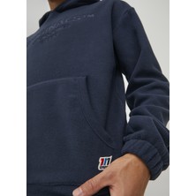 Jack & Jones Kapüşon Yaka Koyu Lacivert Erkek Sweatshirt 12216573_JORSLOPE Fleece Sweat Hood