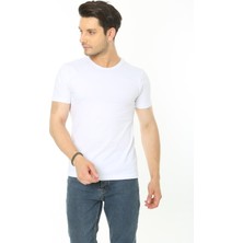 CMM %100 Pamuk Basic T-Shirt (Rahat Giyim) - Erkek - Beyaz