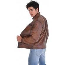 Derimont Derimonts Deri Kahverengi Hakim Yaka  Erkek Deri Ceket