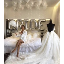 Çıtı Pıtı Store Gümüş Bride 34 Inç 70 cm Folyo Balon 20 Adet Metalik Beyaz Balon