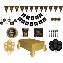 Çıtı Pıtı Store 16 Kişilik Siyah Gold Lüks Doğum Günü Seti