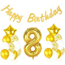 Çıtı Pıtı Store 8 Yaş Altın Happy Birthday Set