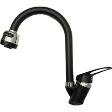 Elmina Armatür Siyah Krom 2 Fonksiyonlu Baston Borululu Mutfak Eviye Bataryası Musluğu