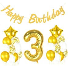 Çıtı Pıtı Store 3 Yaş Altın Happy Birthday Set