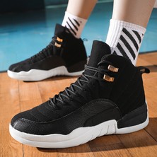 BH01HAJ12 Siyah - Beyaz Erkek Basketbol Ayakkabıları Spor Ayakkabılar Kaymaz ve Aşınma Direnci Gündelik Ayakkabılar