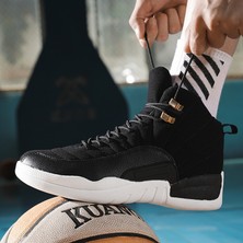 BH01HAJ12 Siyah - Beyaz Erkek Basketbol Ayakkabıları Spor Ayakkabılar Kaymaz ve Aşınma Direnci Gündelik Ayakkabılar