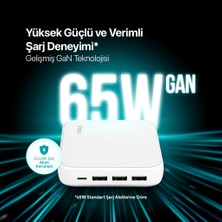 Ttec SmartCharger Quattro GaN 65W PD Seyahat Hızlı Şarj Aleti Usb-C + 3 Usb-A MacBook, iPhone, akıllı telefonlar, tabletler ve daha fazlası için