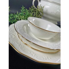 Monno 2,5mm Gold Band 59 Parça 12 Kişilik Yemek Takımı Bone China