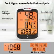 Npo Thermopro TP358 Telefon Kontrollü, Saatli, Takvimli, Iç Mekan Sıcaklık ve Nem Ölçer Termometre