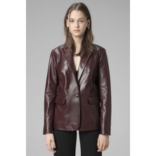 Dericlub WM011 Gerçek Deri Kadın Blazer Ceket
