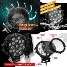 Nkt Group 7 Inc 17 LED Yuvarlak Offroad Lamba Siyah Kasa 51W Beyaz