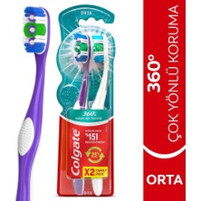 Colgate 360 Komple Ağız Temizliği Çok Yönlü Koruma Orta Diş Fırçası 1+1