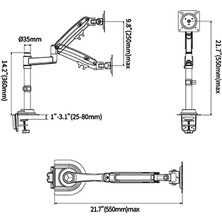 Nb North Bayou H100 22"-35" Tek Kol Amortisörlü 2-12 kg Monitör Standı