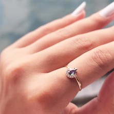 Fasek Gold Gümüş Yüzük - Anna 0.48 CT Mistik Topaz Taşlı Kraliyet Tacı Pırlanta Montörü 925 Ayar Kadın Yüzük