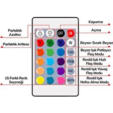 9W Uzaktan Kumandalı 15 Farklı Renk Seçenekli LED Ampul