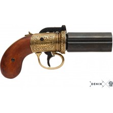 Denix Denix-6 Varil Pepper-Box Revolver, Ingiltere 1840-MADE In Spain-Handmade