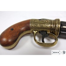 Denix Denix-6 Varil Pepper-Box Revolver, Ingiltere 1840-MADE In Spain-Handmade