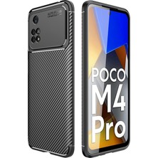 Microcase Xiaomi Poco M4 Pro 4g Maxy Serisi Carbon Fiber Silikon Tpu Kılıf - Siyah