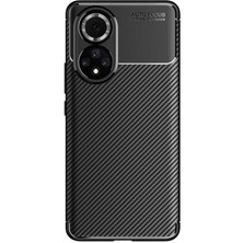 Microcase Honor 50 Maxy Serisi Carbon Fiber Silikon Tpu Kılıf - Siyah