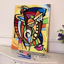 Tabdiko Sayılarla Boyama Seti 40 x 50 cm Tuval Şasesine Gerili Sürreal Portre