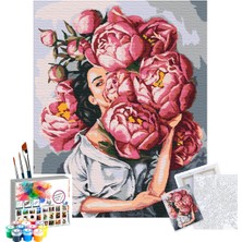 Tabdiko Sayılarla Boyama Seti 40 x 50 cm Tuval Şasesine Gerili Çiçekli Kadın