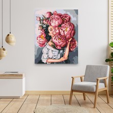 Tabdiko Sayılarla Boyama Seti 40 x 50 cm Tuval Şasesine Gerili Çiçekli Kadın