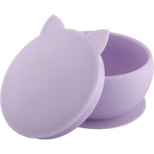 Pandish Kitten Vakum Tabanlı Kapaklı Silikon Kase Lilac