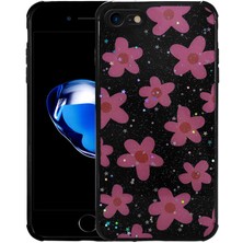 Ankacep Apple iPhone 8 Kılıf Simli Desenli Kamera Korumalı Parlak Popy Silikon Kapak