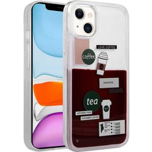 Ankacep Apple iPhone 13 Kılıf Desenli Akışkan Sıvılı Drink Silikon Kapak