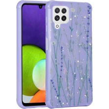 Ankacep Samsung Galaxy M22  Kılıf Simli Desenli Kamera Korumalı Parlak Popy Silikon Kapak