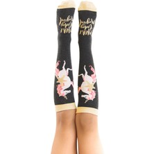 MSHB&G Unicorn Kız Çocuk Dizaltı Çorap Siyah