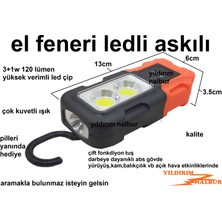 El Feneri Ledli Çift Işık Pilli Askılı Gece Kamp Feneri