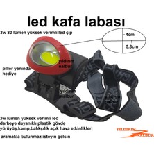 Ledli Kafa Lambası Kuvetli Işık Pilli Kafa Feneri A-Kalite