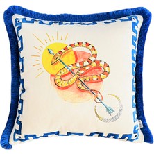 Ge Living Dekoratif Ay Güneş Yılan Desenli Kırlent Kılıfı - Heritage Serisi 50 x 50