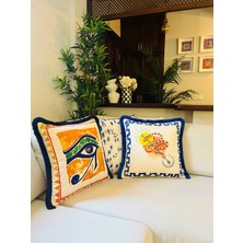 Ge Living Dekoratif Ay Güneş Yılan Desenli Kırlent Kılıfı - Heritage Serisi 50 x 50