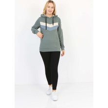 Banada Moda Şerit Desenli Kapüşonlu Uzun Kollu Kanguru Cep Sweatshirt