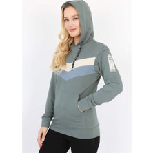 Banada Moda Şerit Desenli Kapüşonlu Uzun Kollu Kanguru Cep Sweatshirt