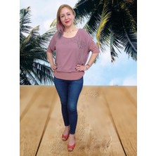 Boutique Venüs Taş Işlemeli Pembe Bluz