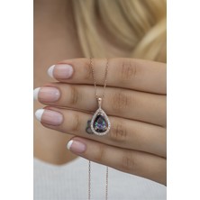 Nereze 925 Ayar Gümüş Mistik Topaz Taşlı Damla Tektaş Kolye