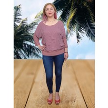 Boutique Venüs Tül ve Taş Detaylı Likralı Bluz