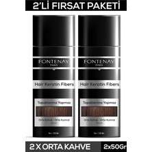 Fontenay Saç Dolgunlaştırıcı Keratin Fibers Orta Kahve Topik Saç Tozu 50GR X2