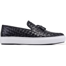 Nevzat Onay Siyah Örgü Püsküllü Sneaker Erkek Ayakkabı -8381-