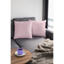 RugViva 2'li 43 x 43 cm Pudra Premium Kumaş Tay Tüyü Döşemelik Dekoratif Çift Taraflı Kırlent Kılıfı KRL006