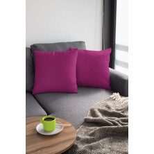 RugViva 2'li 43 x 43 cm Fuşya Premium Kumaş Tay Tüyü Döşemelik Dekoratif Çift Taraflı Kırlent Kılıfı KRL015