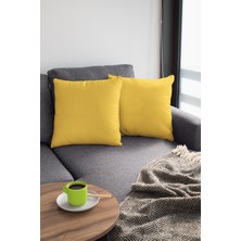 RugViva 2'li 43 x 43 cm Sarı Tay Tüyü Döşemelik Premium Kumaş Dekoratif Çift Taraflı Kırlent Kılıfı KRL016